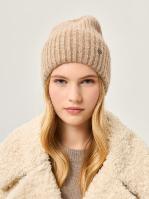 Шапка жен. шерсть+акр LB-A53053 beige