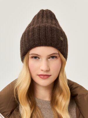 Шапка жен. пух енот+шерсть+виск LB-N88067 d.brown