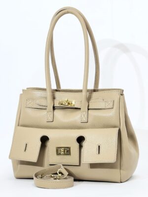 Сумка Steffalini st1334 vitello taupe chiaro средняя