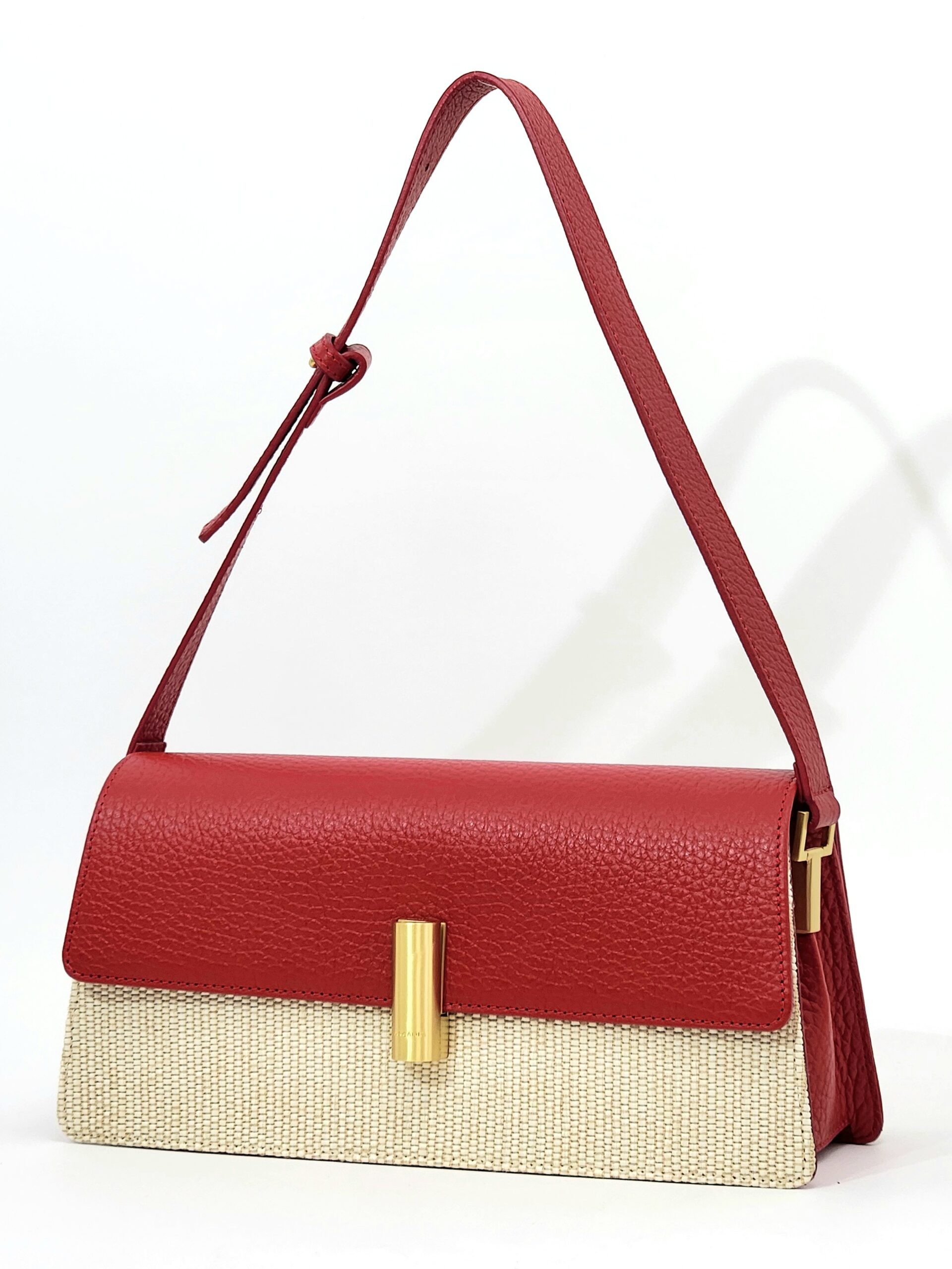 Сумка Arcadia ar8711T dollaro raffia beige rosso средняя