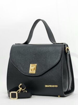 Сумка Di Gregorio gr1015 vitello nero oro средняя