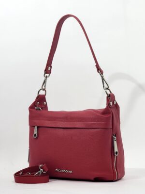 Сумка Di Gregorio gr9141 vitello rosso argento средняя