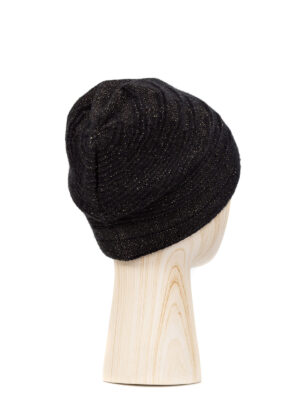 Шапка жен. шерсть+виск+каш LB-D77014 black/gold