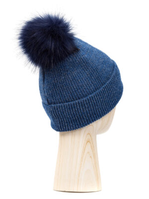Шапка жен. шерсть+нейл+акр+люр LB-D77103 denim blue