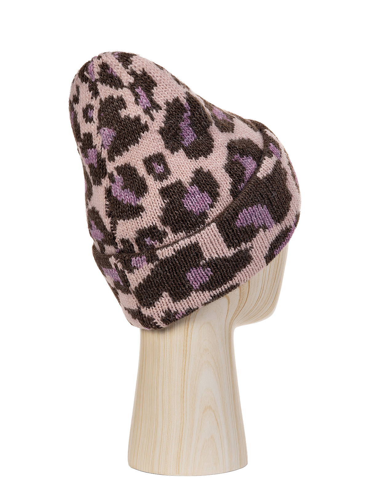 Шапка жен. шерсть+акр LB-BR55025 rose/taupe