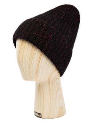 Шапка жен. анг+шерсть+нейл LB-N88049 black/fuchsia