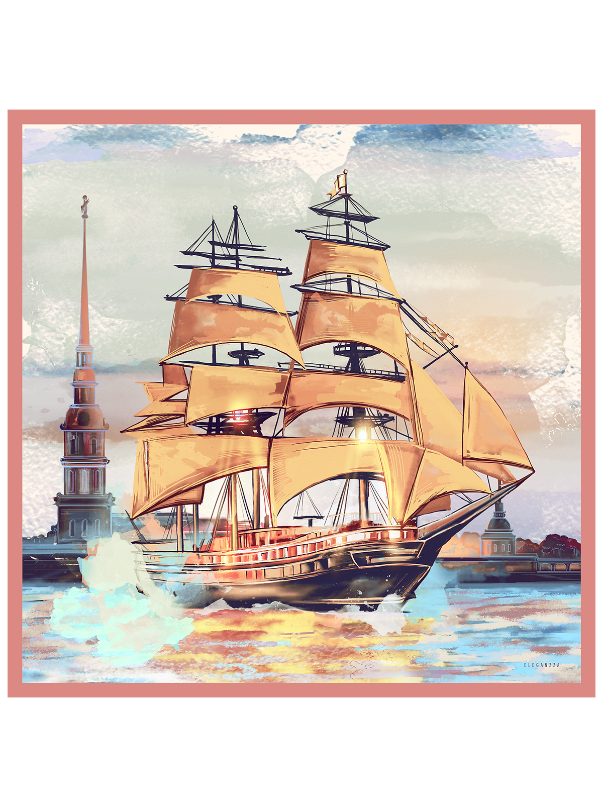 Платок жен. шелк 90х90 E03-8539-17