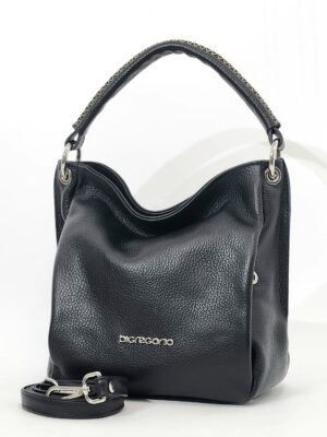 Сумка Di Gregorio gr01778 vitello nero argento средняя