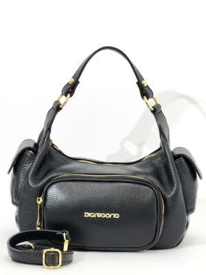 Сумочка кросс-боди Di Gregorio gr8941 vitello nero oro средняя