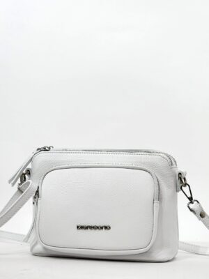Сумочка кросс-боди Di Gregorio gr9177 vitello bianco argento средняя