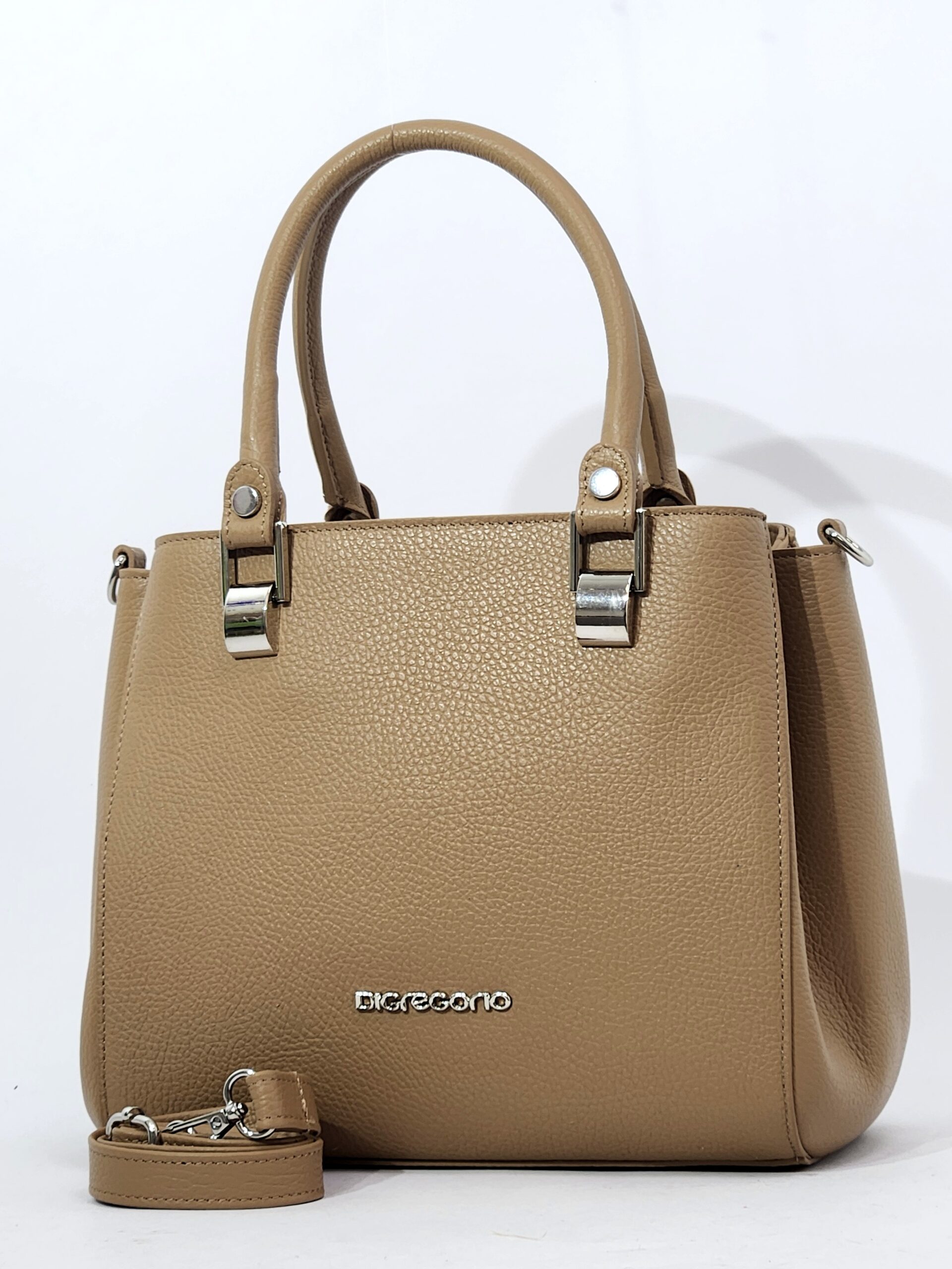Сумочка Di Gregorio gr8959 vitello tan argento средняя