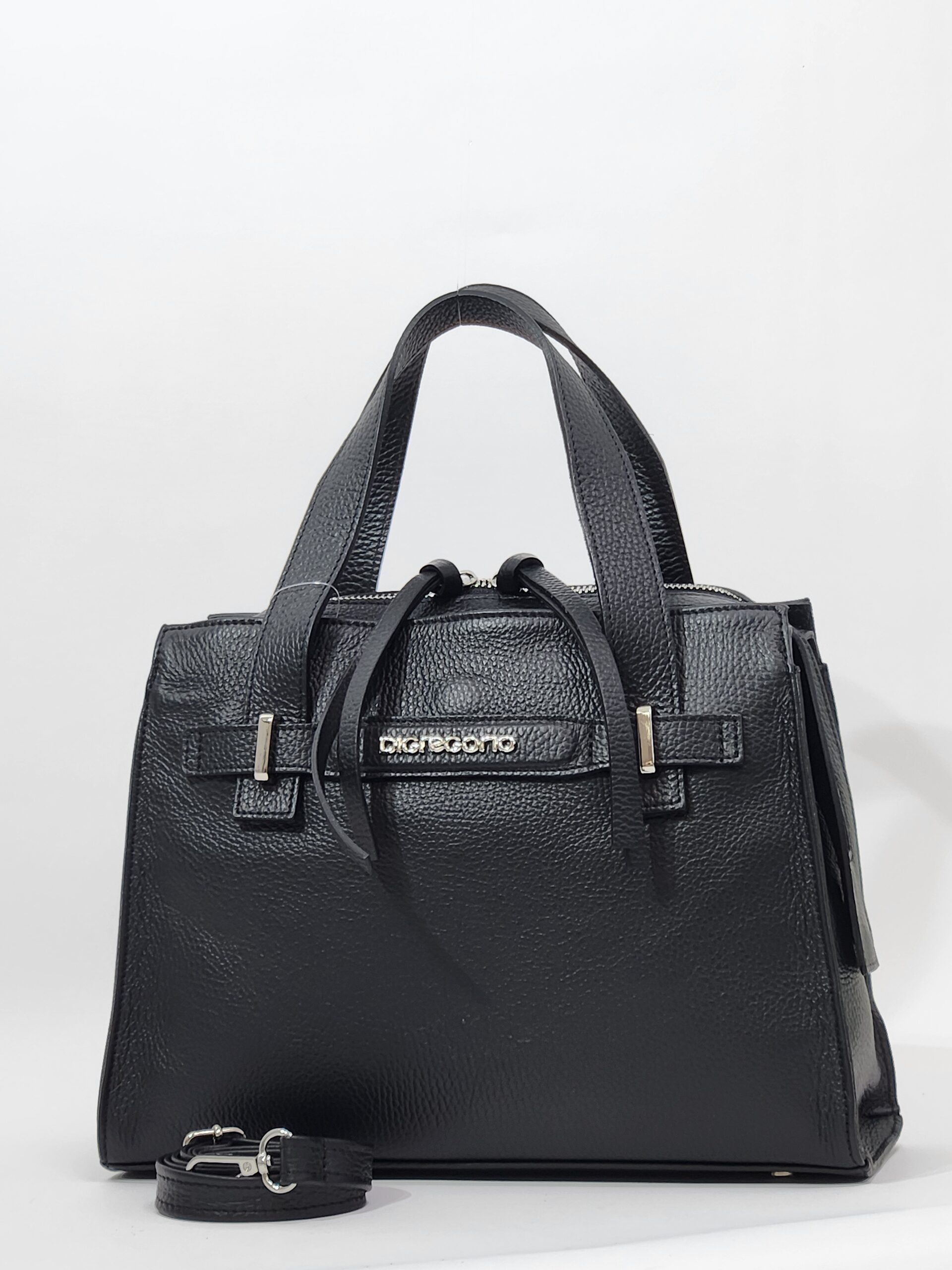 Сумочка кросс-боди Di Gregorio gr1997 vitello nero argento средняя