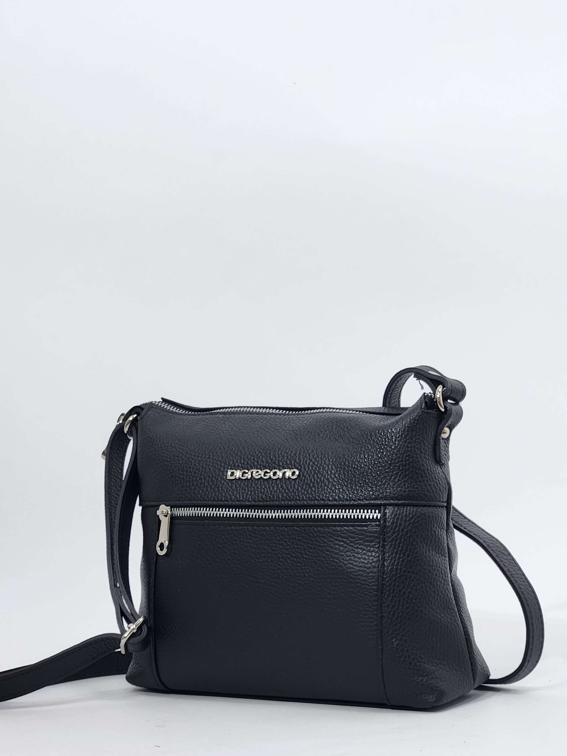 Сумочка кросс-боди Di Gregorio gr9142 vitello nero argento средняя