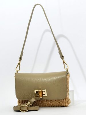 Сумка Steffalini st2053 raffia vitello taupe маленькая