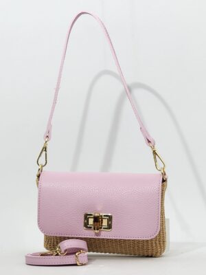 Сумка Steffalini st2053 raffia vitello rosa маленькая