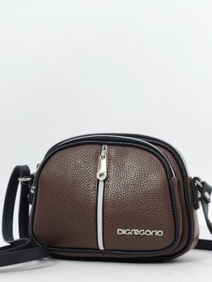 Сумочка кросс-боди Di Gregorio gr8829 vitello moka nero argento маленькая