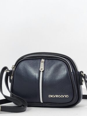 Сумочка кросс-боди Di Gregorio gr8829 vitello blu nero argento маленькая