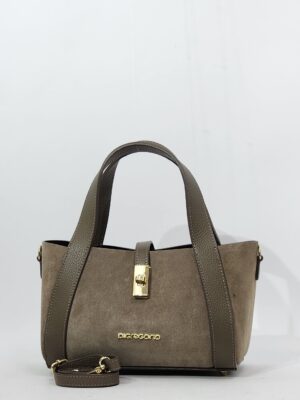 Сумочка Di Gregorio gr9204 vitello camoscio taupe oro средняя