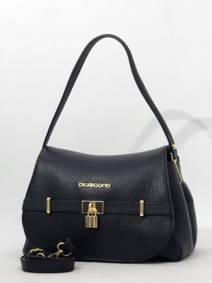 Сумочка Di Gregorio gr9198 vitello nero oro средняя