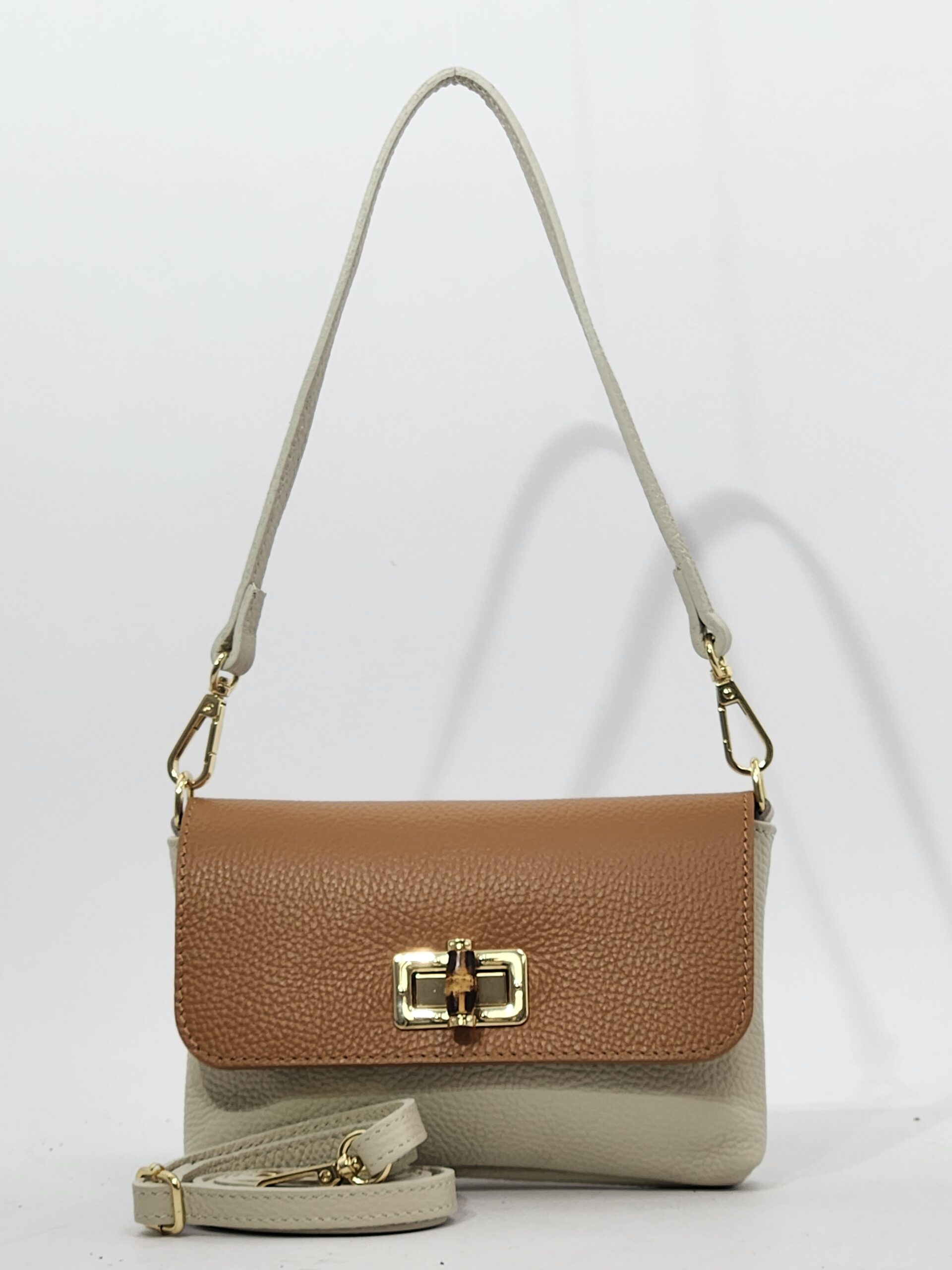 Сумочка кросс-боди Steffalini st2052 vitello beige caramello маленькая