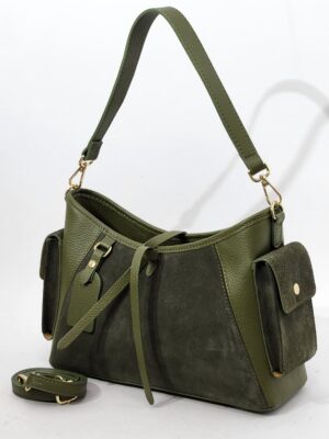 Сумочка Steffalini st3933 vitello camoscio verde средняя
