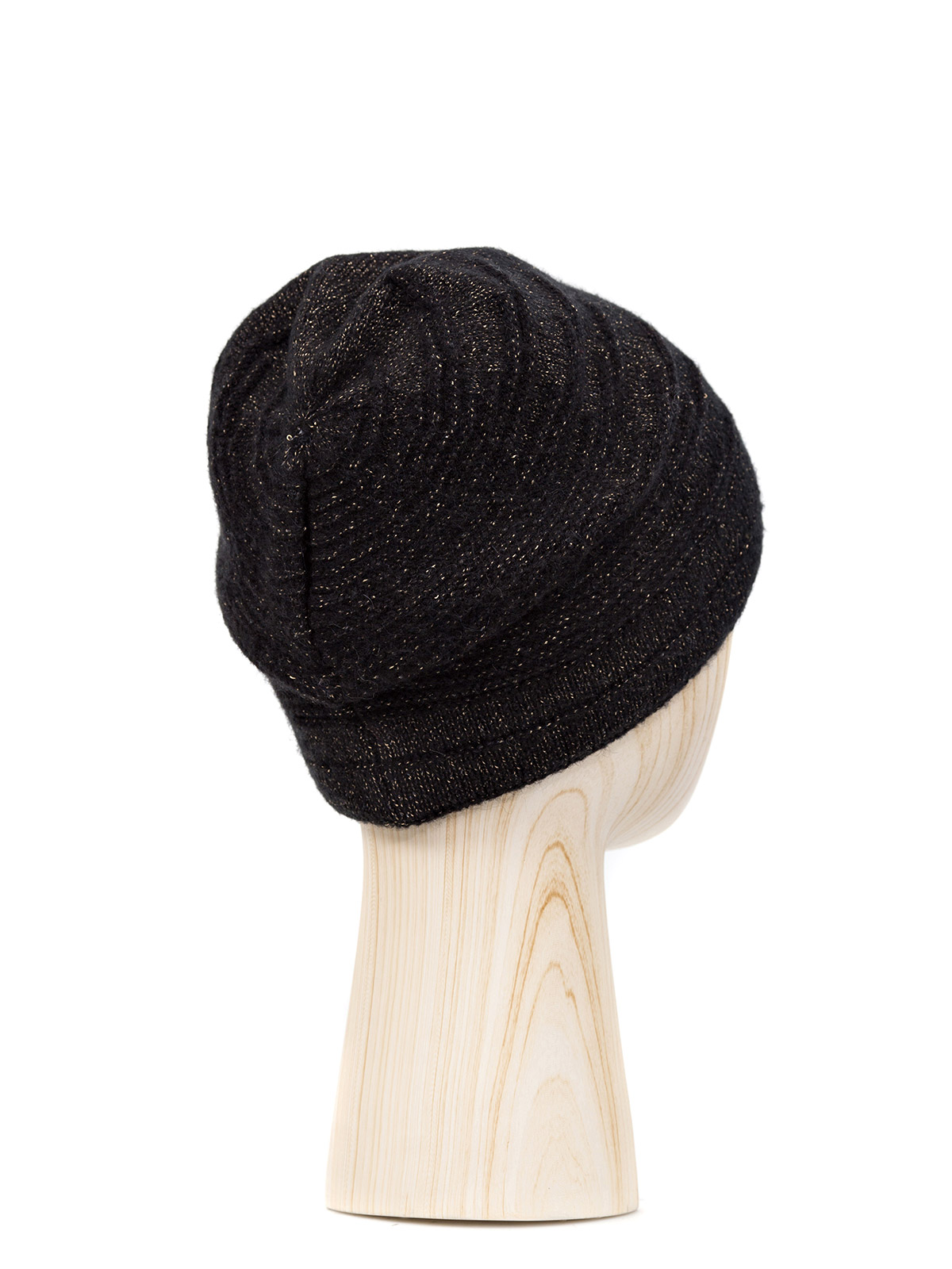 Шапка жен. шерсть+виск+каш LB-D77014 black/gold