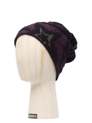 Шапка жен. шерсть+виск+мет LB-N88023 black/violet multicolor