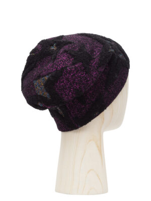 Шапка жен. шерсть+виск+мет LB-N88023 black/violet multicolor