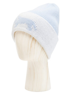 Шапка жен. шерсть+акр LB-BR55035 l.blue/white