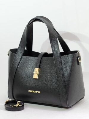 Сумка Di Gregorio gr9203 vitello nero oro средняя