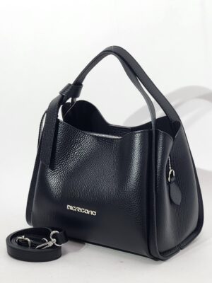 Сумка Di Gregorio gr9152P vitello nero argento средняя