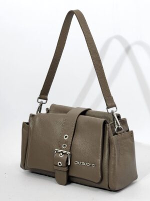 Сумочка кросс-боди Di Gregorio gr9180 vitello taupe argento средняя