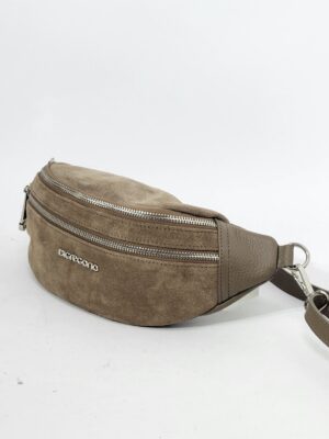 Сумочка кросс-боди Di Gregorio gr9205 vitello camoscio taupe argento маленькая