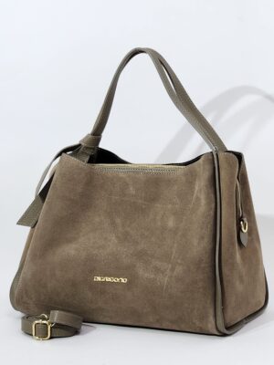 Сумочка Di Gregorio gr9159 vitello camoscio taupe oro большая