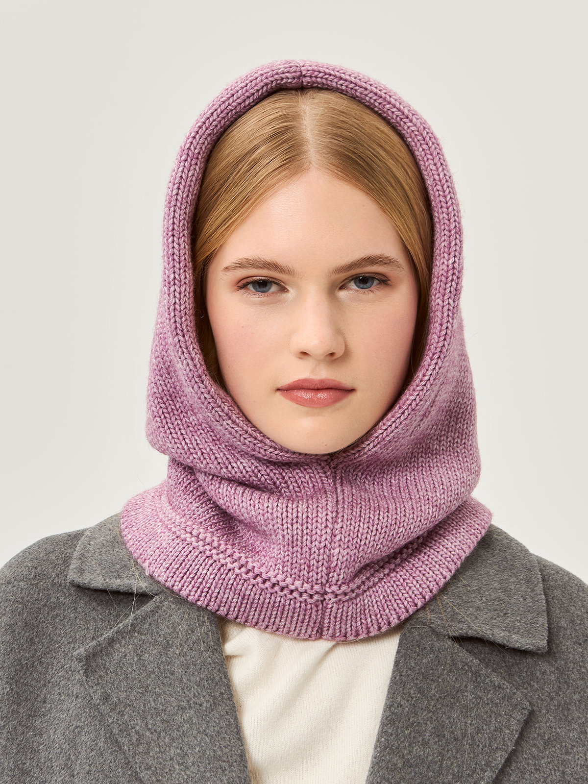 Капор жен. шерсть+акр LB-A53017 dirty pink