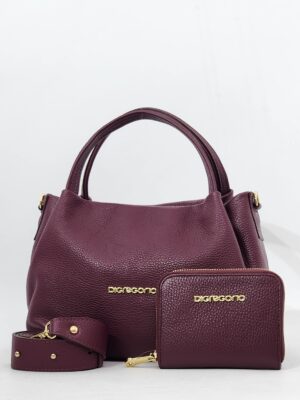Сумочка кросс-боди Di Gregorio gr8810 vitello bordo oro + кошелек средняя